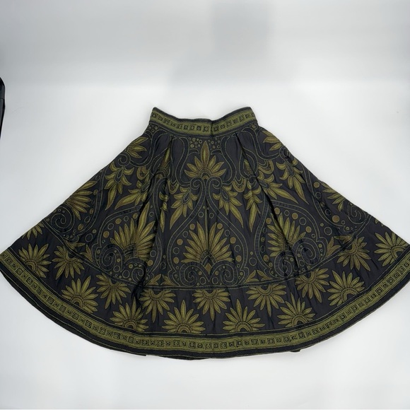 Naeem Khan Black & Olive Green Embroidered Silk Skirt Size 8 | Luxury Designer - Picture 13 of 15